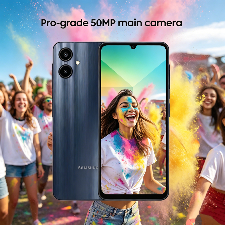 [New Arrival] Samsung Galaxy A06 64GB +4GB RAM 50MP Camera +8MP 6.7" 90Hz MTK Helio G85 (12nm) 5000mAh BATTERY 25W Type-C Charge Android 14 Smart Phones Side Fingerprint Unlock SMARTPHONE+FREE GIFTS
