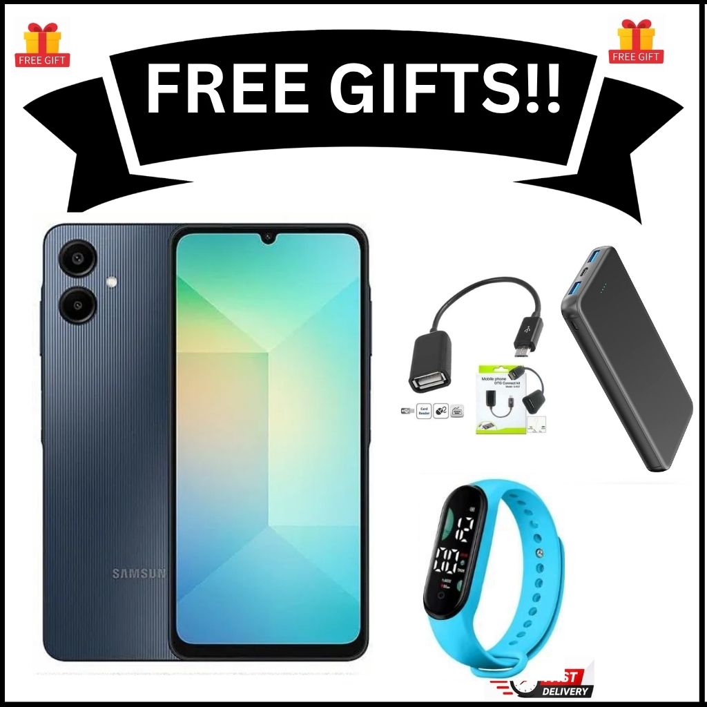 [New Arrival] Samsung Galaxy A06 64GB +4GB RAM 50MP Camera +8MP 6.7" 90Hz MTK Helio G85 (12nm) 5000mAh BATTERY 25W Type-C Charge Android 14 Smart Phones Side Fingerprint Unlock SMARTPHONE+FREE GIFTS