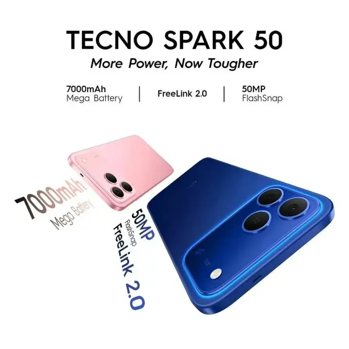 NEW ARRIVALS!! BRAND NEW Tecno Spark 50 128GB ROM+ 4GB RAM 6.78" SCREEN 120Hz Refresh rate Camera 50MP Main Camera +8MP SELFIE 18W Super Charging 6700mAh battery Android 16 PHONE SMARTPHONE