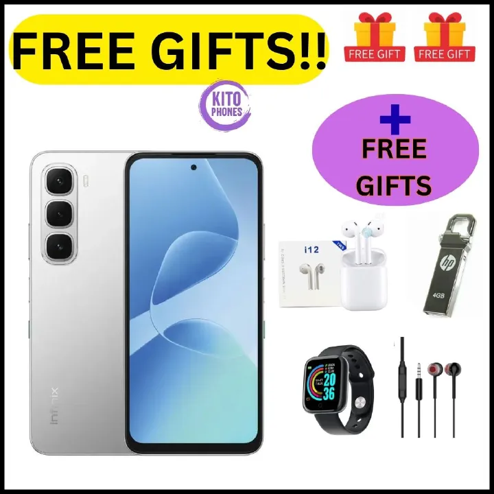 Infinix Hot 60i 12(6+6)GB RAM+128GB 6.7'' 120Hz 4G Slim Phone Dual SIM 5160mAh 45W Fast Charging 50MP Camera Side Fingerprint Lock IP64 Gyroscope G81 Ultimate One-Tap AI Smart Phones+FREE GIFTS