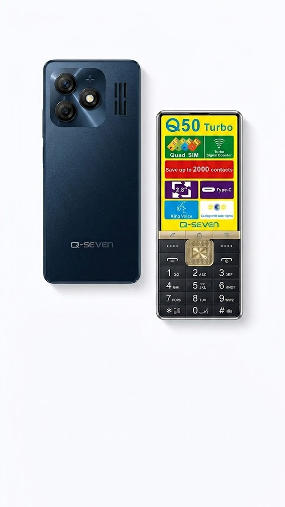 [BRAND NEW] Q-SEVEN Q50 TURBO  2.8" BIG SCREEN 4 SIM CARDS PHONE 2500mAh BATTERY WITH 3D CURVED EDGE , OPERA MINI , WIRELESS FM TYPE C CHARGING PHONE QUAD SIM CARD FEATURED PHONE