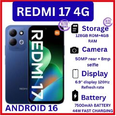 🔥NEW🔥Xiaomi Redmi 17 4G 128GB R0M + 4GB RAM Smart Phone 6.9" display 120Hz -Dual SIM 7500mAh Battery 50MP main camera +8MP SELFIE Type C Side Fingerprint Android 16 SMARTPHONE