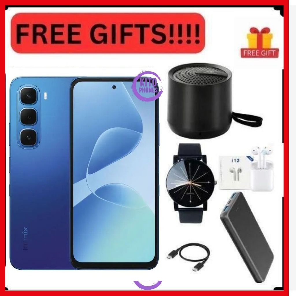 Infinix Hot 60i 12(6+6)GB RAM+128GB 6.7'' 120Hz 4G Slim Phone Dual SIM 5160mAh 45W Fast Charging 50MP Camera Side Fingerprint Lock IP64 Gyroscope G81 Ultimate One-Tap AI Smart Phones+FREE GIFTS