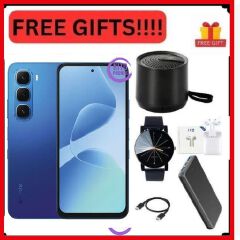 Infinix Hot 60i 12(6+6)GB RAM+128GB 6.7'' 120Hz 4G Slim Phone Dual SIM 5160mAh 45W Fast Charging 50MP Camera Side Fingerprint Lock IP64 Gyroscope G81 Ultimate One-Tap AI Smart Phones+FREE GIFTS