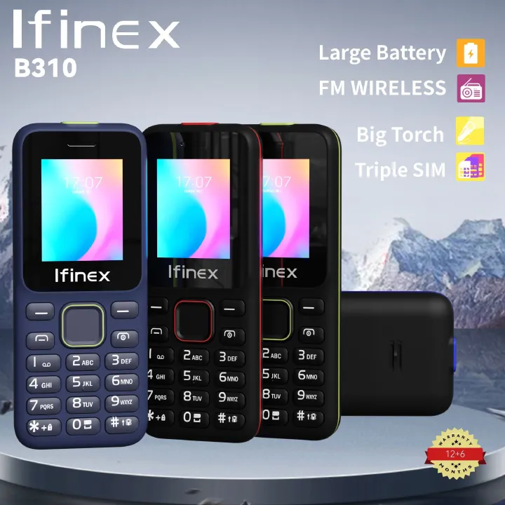 NEW IFINEX B310 TRIPLE SIM THREE-3 SIM CARD 1.77'' screen 1200mAh battery BIG TORCH KABAMBE/KATULULU/MULIKA MWIZI/BUTTON FEATURE PHONE