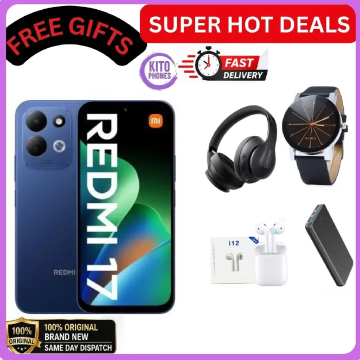 🔥NEW🔥Xiaomi Redmi 17 4G 128GB R0M + 4GB RAM Smart Phone 6.9" display 120Hz -Dual SIM 7500mAh Battery 50MP main camera +8MP SELFIE Type C Side Fingerprint Android 16 SMARTPHONE+FREE GIFTS FOR YOU