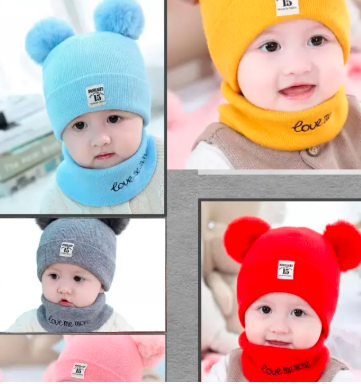 2PC Baby Hat and Matching Scarf Set – Warm, Soft & Stylish Winter Wear for Boys, Girls and Unisex