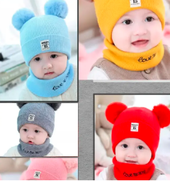 2PC Baby Hat and Matching Scarf Set – Warm, Soft & Stylish Winter Wear for Boys, Girls and Unisex