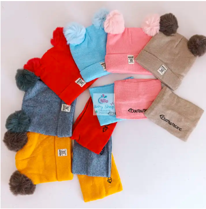 2PC Baby Hat and Matching Scarf Set – Warm, Soft & Stylish Winter Wear for Boys, Girls and Unisex