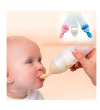 Baby Silicone Squeeze Feeding Bottle Spoon