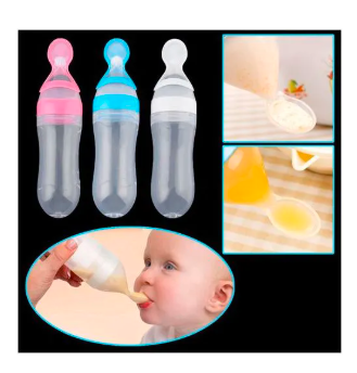 Baby Silicone Squeeze Feeding Bottle Spoon