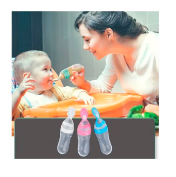 Baby Silicone Squeeze Feeding Bottle Spoon