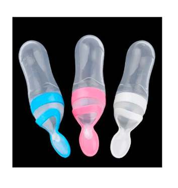 Baby Silicone Squeeze Feeding Bottle Spoon