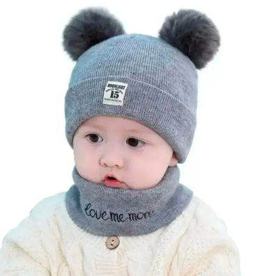 2PC Baby Hat and Matching Scarf Set – Warm, Soft & Stylish Winter Wear for Boys, Girls and Unisex