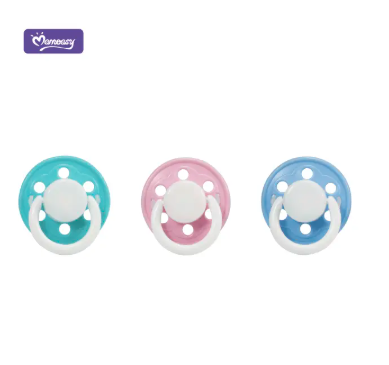 Momeasy Ergonomic Baby Silicone Pacifier with Protective Cap - 3-in-1 Soother, Teether & Teething Pacifier - Soft & Anti-Irritation