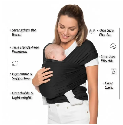 Totowrap Adjustable Baby Carrier - Premium Soft Wrap Sling for Newborns & Infants - Breathable & Hands-Free Bonding Wrap