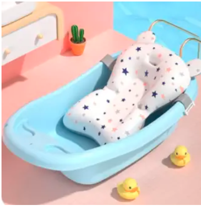 Baby Bath Cushion Cartoon Newborn Bathtub Mat – Non-Slip, Quick Dry Floating Baby Bath Pad Pillow Seat, Adjustable Infant Bath Support Cushion for Safe & Comfortable Bathing