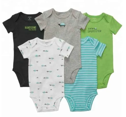 Fashion 5 Pieces Baby Bodysuits/Baby Onesies/Sleepsuit/Romper set offers an adorable and versatile clothing solution for your little one. Made from high-quality, breathable cotton (PRINTS MAY VARY)