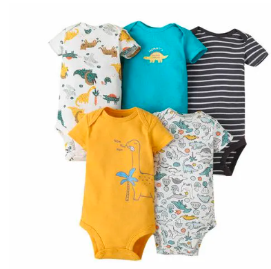 Fashion 5 Pieces Baby Bodysuits/Baby Onesies/Sleepsuit/Romper set offers an adorable and versatile clothing solution for your little one. Made from high-quality, breathable cotton (PRINTS MAY VARY)