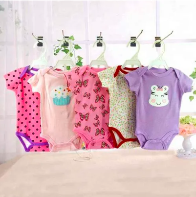 Fashion 5 Pieces Baby Bodysuits/Baby Onesies/Sleepsuit/Romper set offers an adorable and versatile clothing solution for your little one. Made from high-quality, breathable cotton (PRINTS MAY VARY)