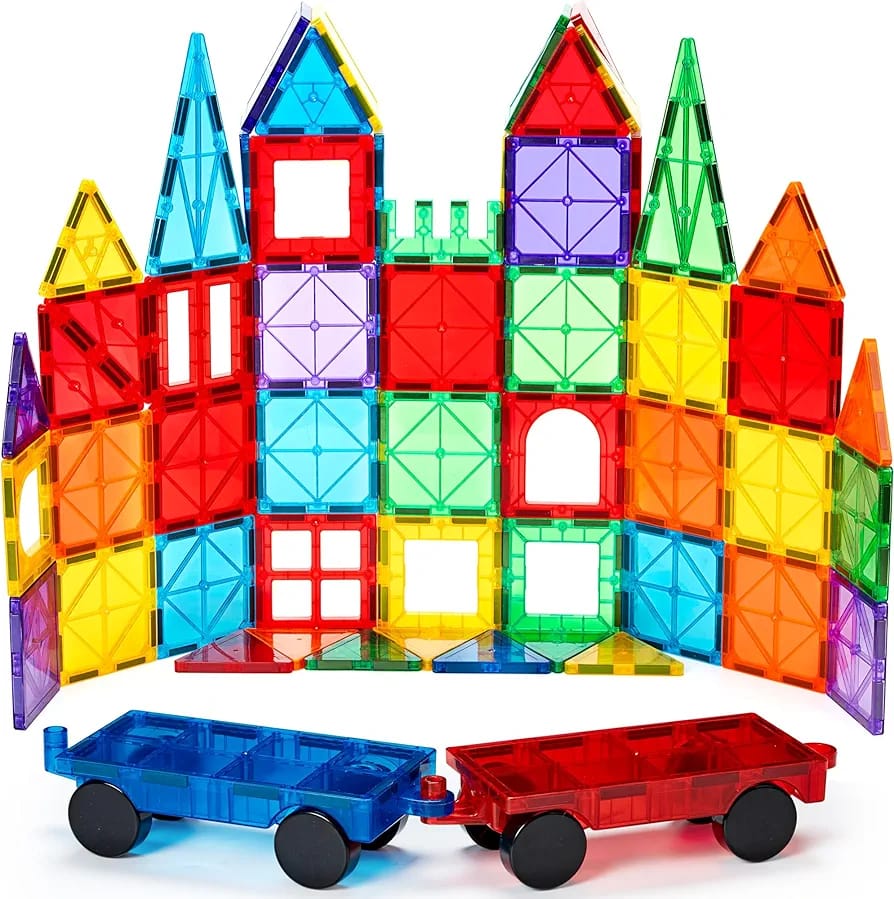 ✨ Premium 100PCS Magnetic Tiles Building Blocks | High-Performance STEM Geometry Construction Set | Unique & Classy Educational Toy Resource ✅