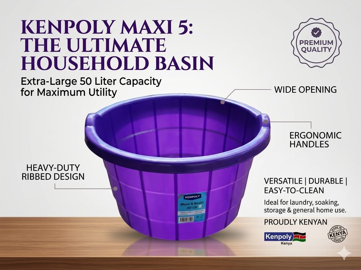 🧺 Kenpoly Maxi 5 Plastic Basin (Ref: 319986) | Heavy-Duty Extra-Large Multi-Purpose Laundry & Storage Tub ✨