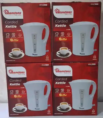 Ramtons Premium Electric Kettle (RM/399) ⚡ Rapid-Boil 1.7L Water Heater | Modern Stainless Steel Interior & Auto-Shutoff Safety Feature for Kitchen & Office ✨