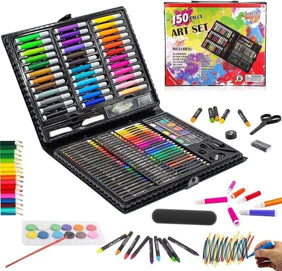 150-Piece Professional Art Set 🎨The 150-Piece Art Set is a complete, all-in-one creative kit designed for young artists, students, and hobbyists. Housed in a structured, portable carrying case, it pr