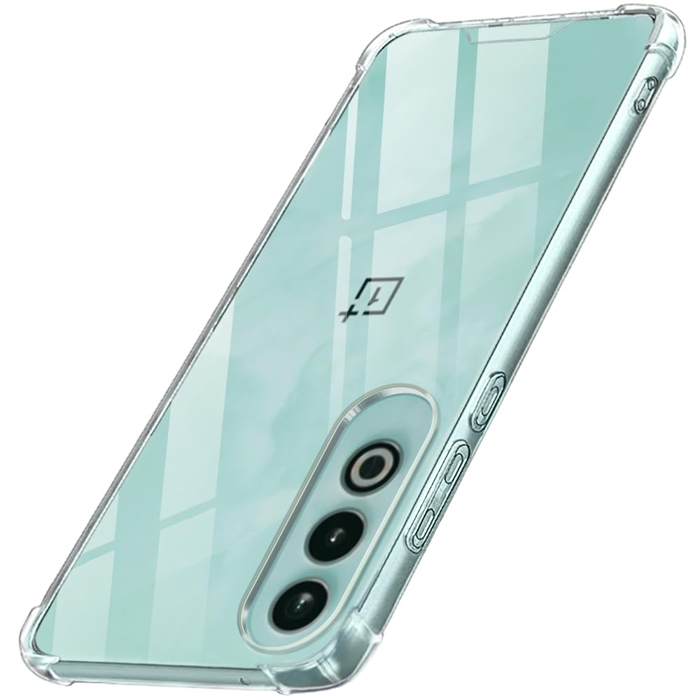 Clear Shockproof Flexible Transparent Cover with Airbag Bumpers Case for OnePlus Nord CE3, Nord CE3 Lite, Nord CE4, Nord CE4 Lite, 7 Pro, 8, 9, 10 Pro, 11, 12, 12R, 13, 13R, 15 (Choose correctly)