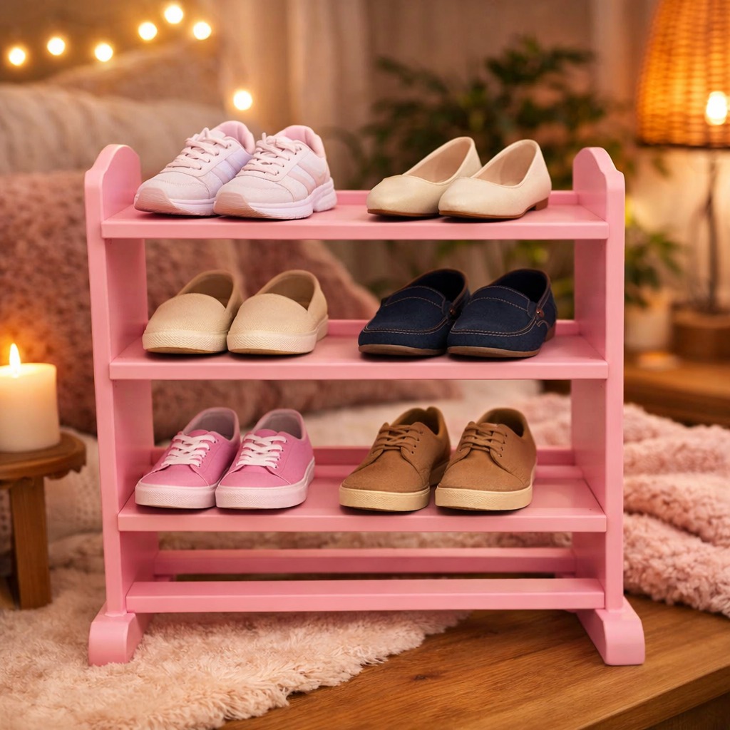 [Superior Quality] Offer price 4 layers Wooden Shoe Rack Economical Shoe Shelf Simple Shoe Cabinet Multi-layer Assembly Door Dormitory Organizer Shoe