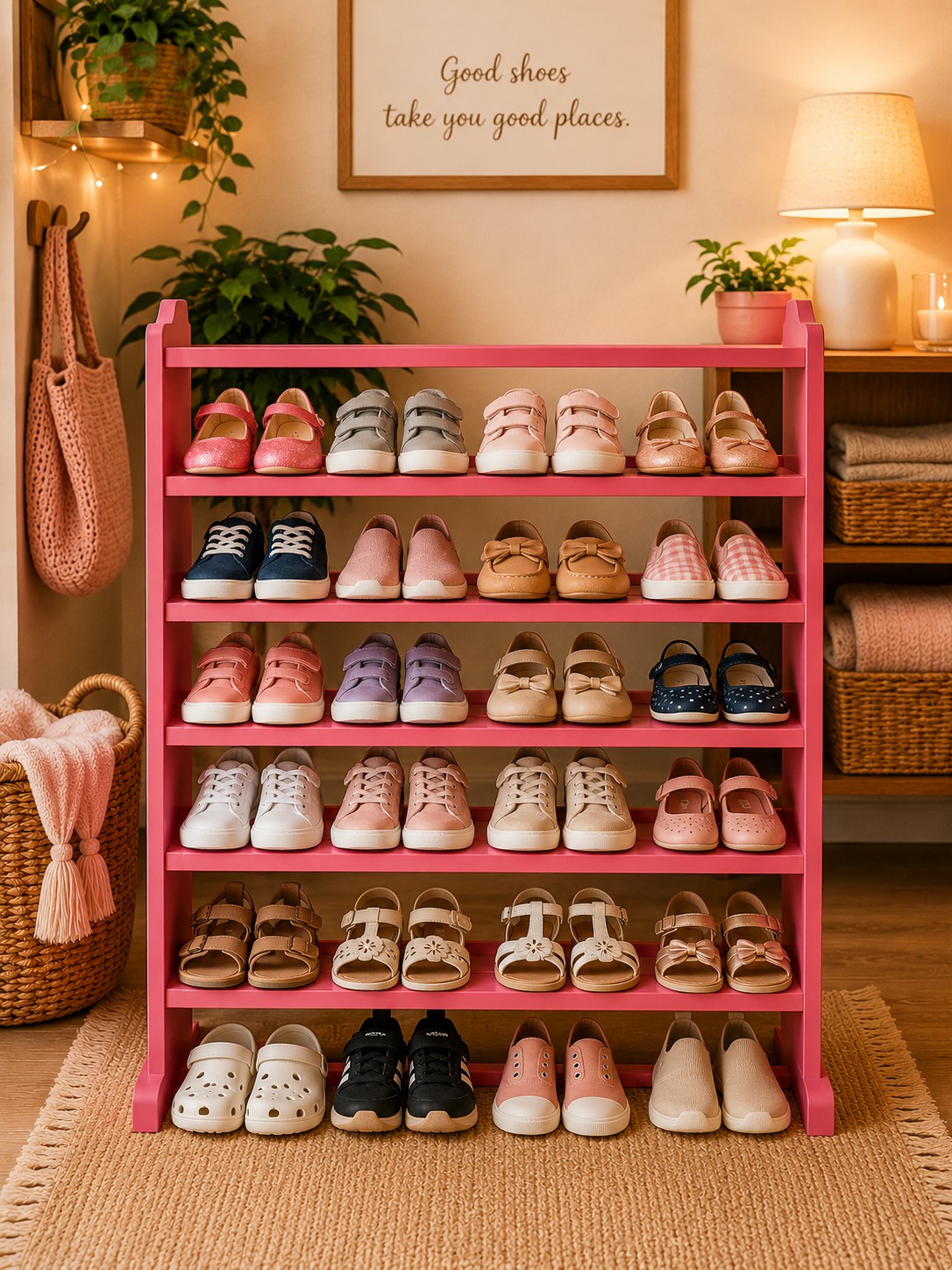 [Superior Quality] Offer price 5 layers Wooden Shoe Rack Economical Shoe Shelf Simple Shoe Cabinet Multi-layer Assembly Door Dormitory Organizer Shoe