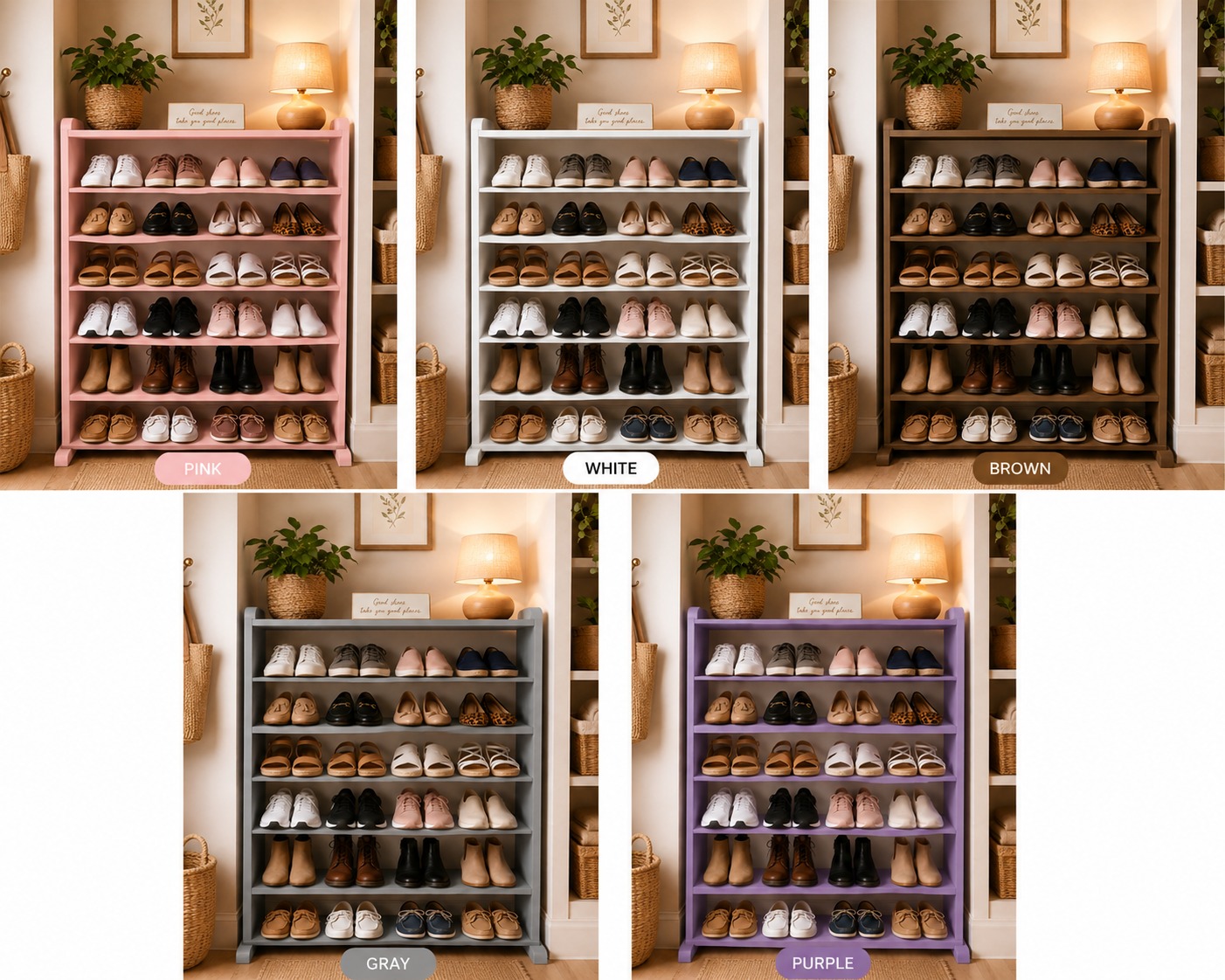 [Superior Quality] Offer price 6 layers Wooden Shoe Rack Economical Shoe Shelf Simple Shoe Cabinet Multi-layer Assembly Door Dormitory Organizer Shoe
