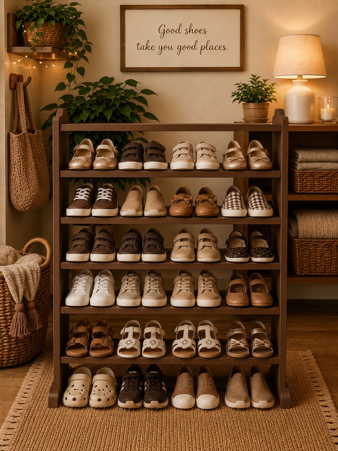 [Superior Quality] Offer price 5 layers Wooden Shoe Rack Economical Shoe Shelf Simple Shoe Cabinet Multi-layer Assembly Door Dormitory Organizer Shoe