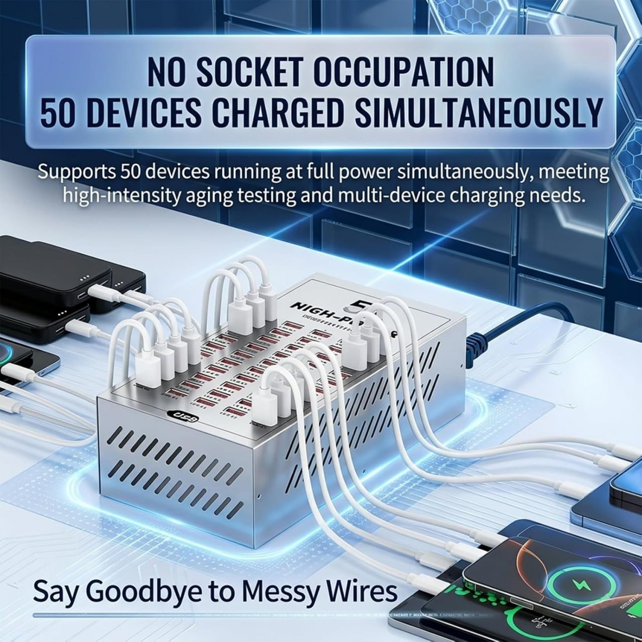 Smart Multi USB Charger 50 Port Hub Adapter DC Power Supply Integrated Mobile Phone Farm Tablet Charging Station 5V