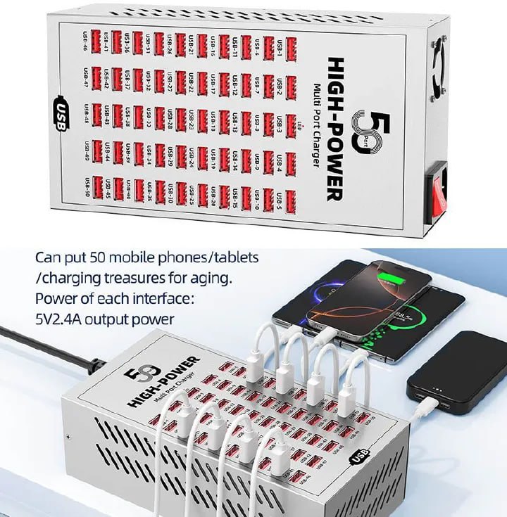 Smart Multi USB Charger 50 Port Hub Adapter DC Power Supply Integrated Mobile Phone Farm Tablet Charging Station 5V
