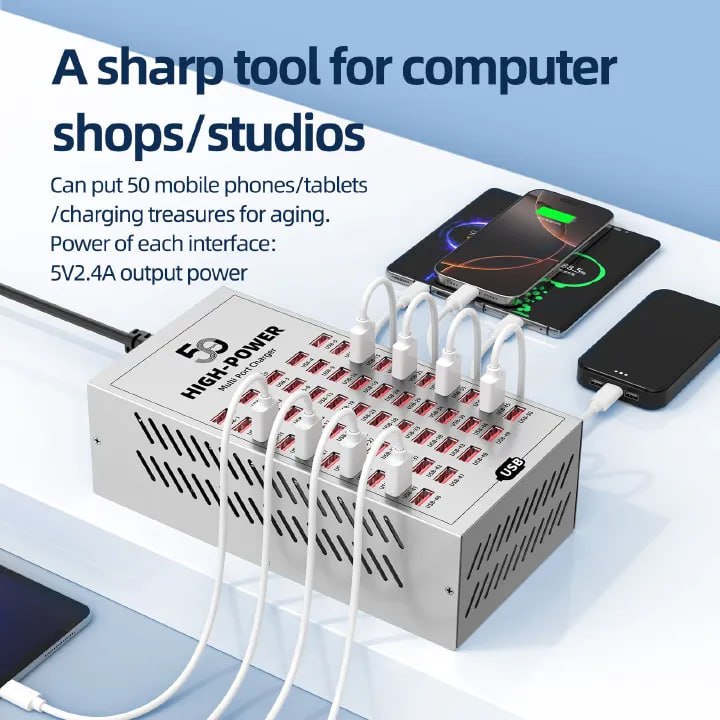 Smart Multi USB Charger 50 Port Hub Adapter DC Power Supply Integrated Mobile Phone Farm Tablet Charging Station 5V