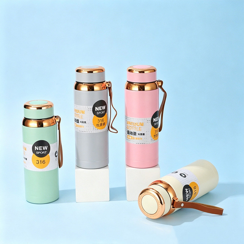 JP 800ML  Stainless Steel Metallic Thermos Vacuum Flask Portable Rope Climbing Sports Travel Cup Water