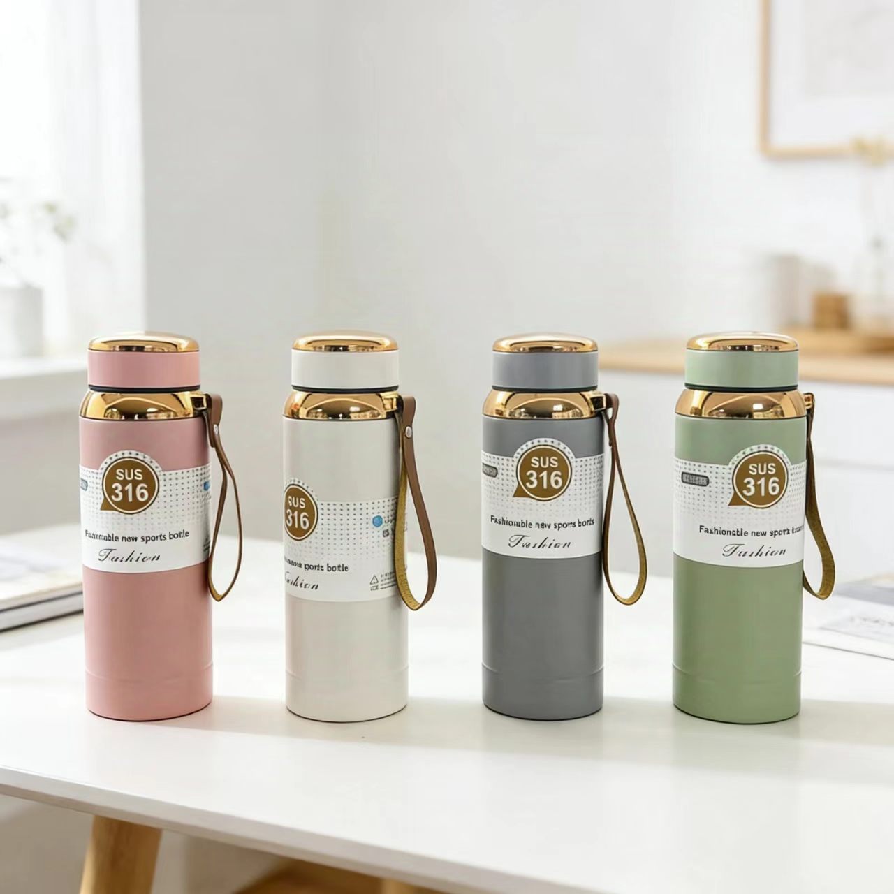 JP 800ML  Stainless Steel Metallic Thermos Vacuum Flask Portable Rope Climbing Sports Travel Cup Water