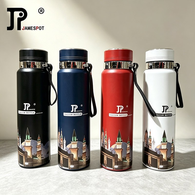 JP 1000ML  Stainless Steel Metallic Thermos Vacuum Flask Portable Rope Climbing Sports Travel Cup Water