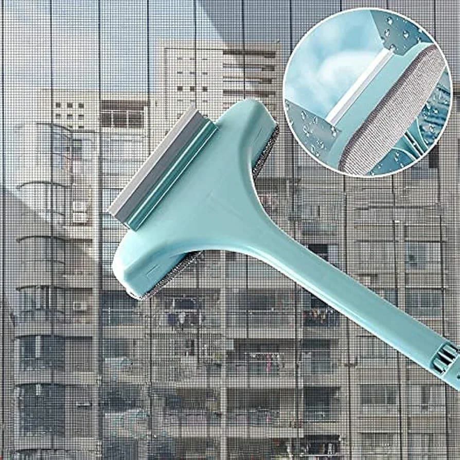Multi-Function Mesh Screen & Window Cleaner with Long Handle – Detachable Wet & Dry Cleaning Brush for Window Screens, Glass, Doors, High Reach Areas & Home Cleaning