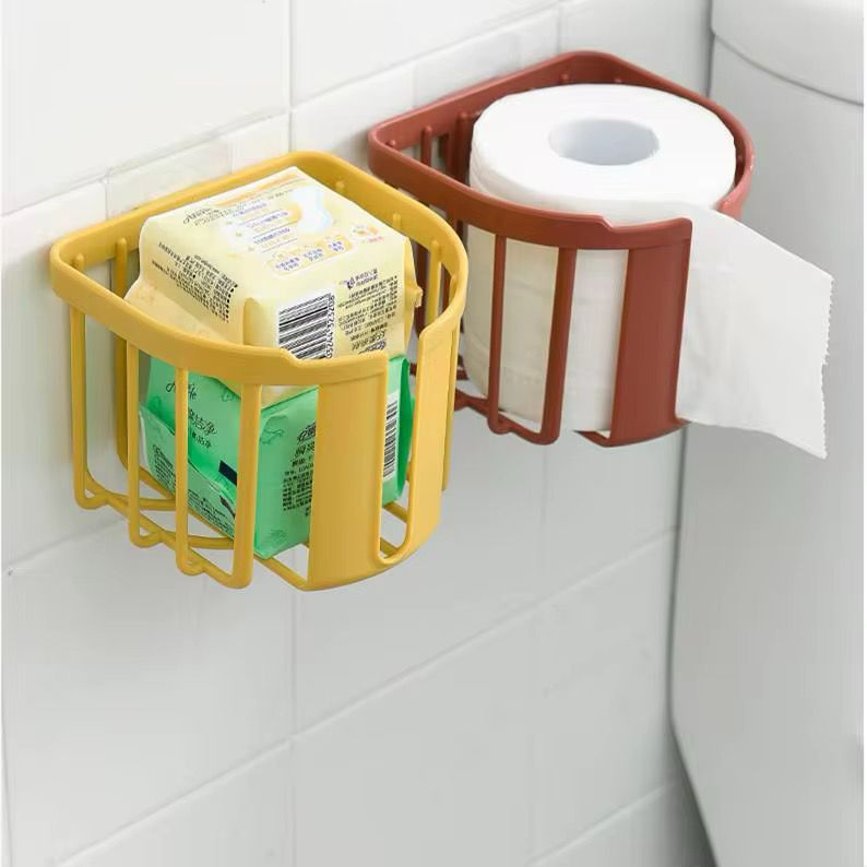 2PCS Punch-Free Toilet Paper Holder – Self-Adhesive Wall Mounted Tissue Roll Holder with Strong Stickers for Bathroom, Washroom, Kitchen & Home Organization