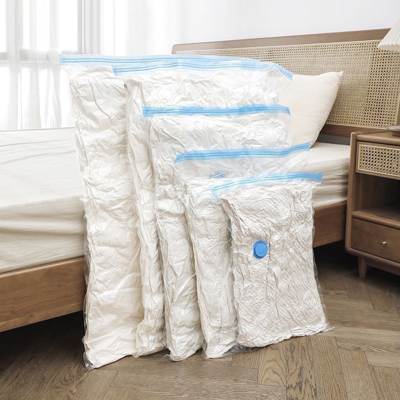 5PCS Vacuum Storage Bags with Pump – Waterproof Compression Space Saver Bags for Clothes, Bedding & Travel Storage, Includes 5 Bags and 1 Hand Pump