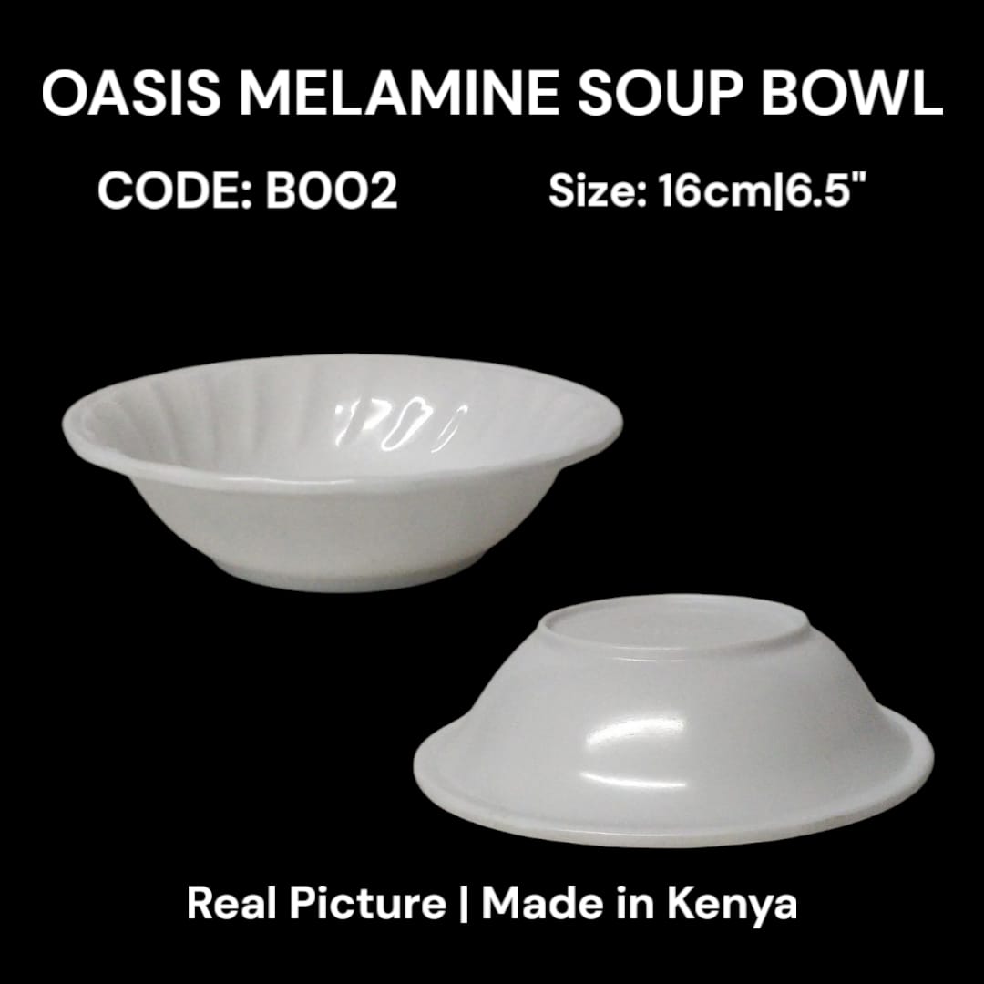 Set of 6 Oasis Melamine Plain White Soup Bowls – Durable Kitchen Serving Bowls for Soup, Cereal, Porridge, Snacks, Salads & Everyday Home Dining Use