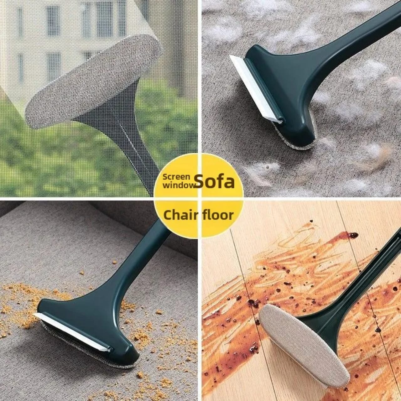 Multi-Function Mesh Screen & Window Cleaner with Long Handle – Detachable Wet & Dry Cleaning Brush for Window Screens, Glass, Doors, High Reach Areas & Home Cleaning