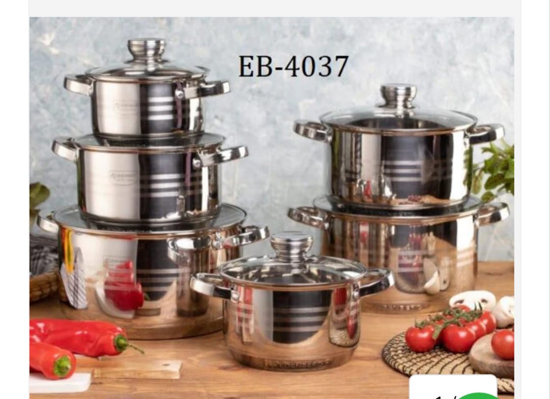 12PCS EDENBERG Premium Cookware Set – Non-Stick Cooking Pots with Glass Lids, Complete Kitchen Sufuria Set for Everyday Cooking, Boiling, Frying & Meal Preparation
