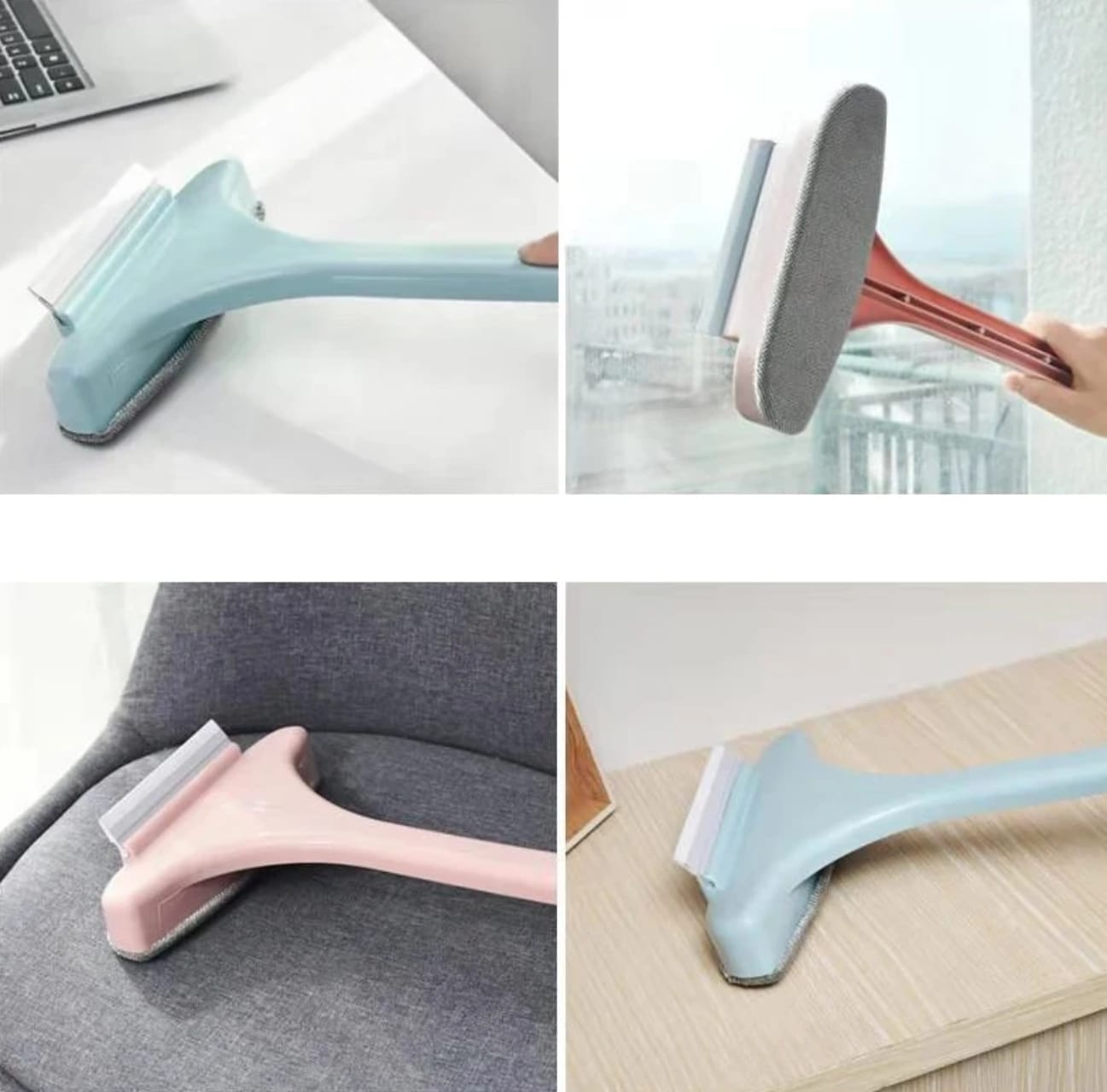 Multi-Function Mesh Screen & Window Cleaner with Long Handle – Detachable Wet & Dry Cleaning Brush for Window Screens, Glass, Doors, High Reach Areas & Home Cleaning