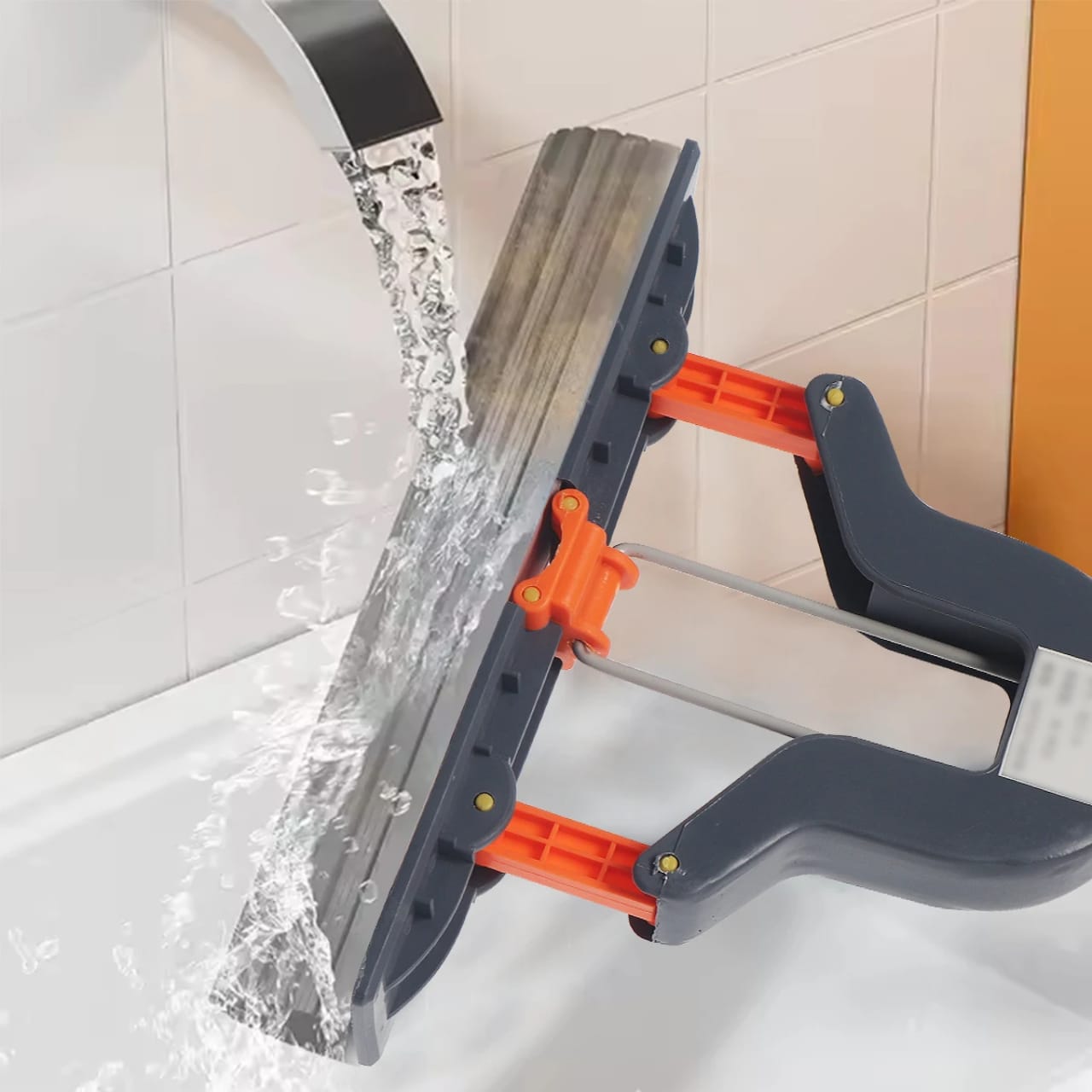 High Quality Self-Squeezing Sponge Mop – Large Floor Cleaning Mop for Wood, Tile & Slippery Floors with Super Absorbent Sponge Head & Easy Wringing Design