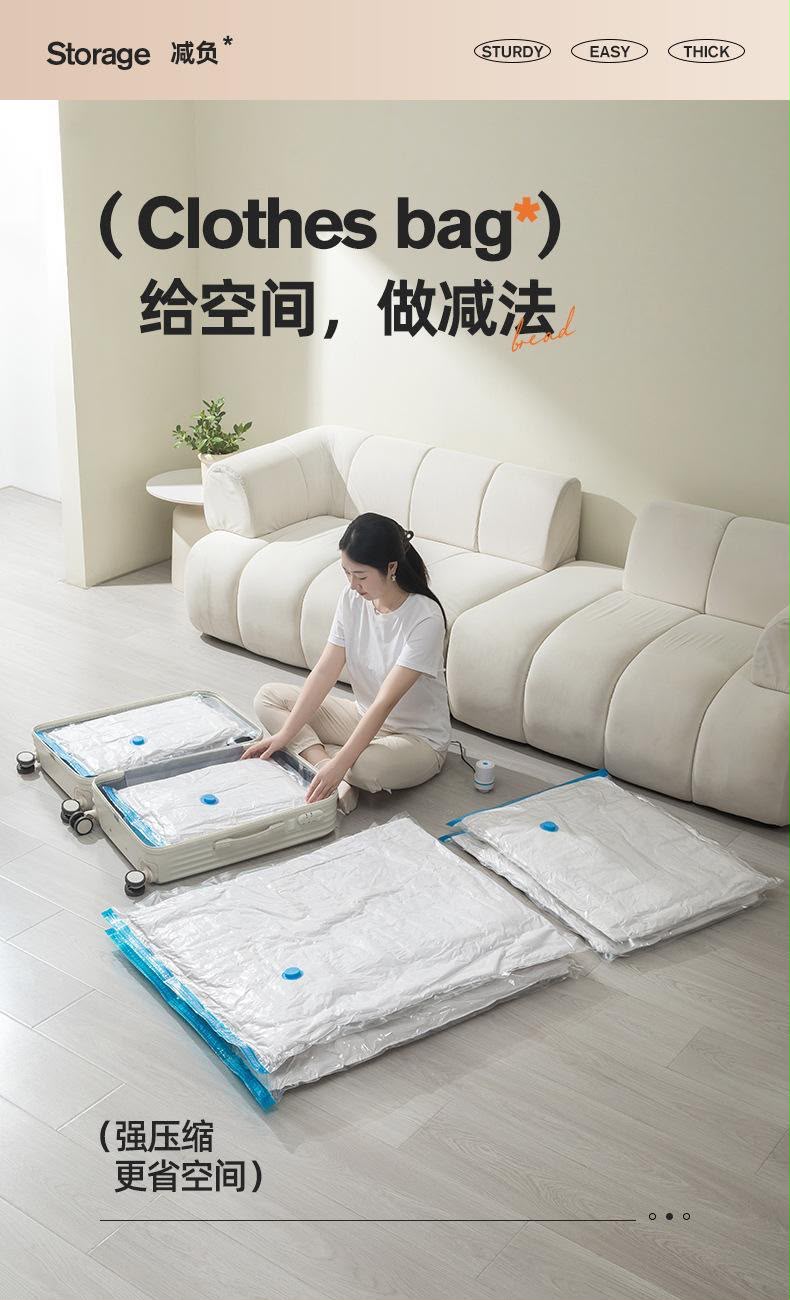 5PCS Vacuum Storage Bags with Pump – Waterproof Compression Space Saver Bags for Clothes, Bedding & Travel Storage, Includes 5 Bags and 1 Hand Pump