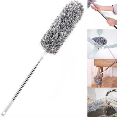 Microfiber Duster with Extra Long Telescopic Pole – Bendable Washable Lint-Free Dust Cleaner for Ceiling Fans, Roofs, Blinds, Cobwebs, Baseboards & Hard-to-Reach Areas