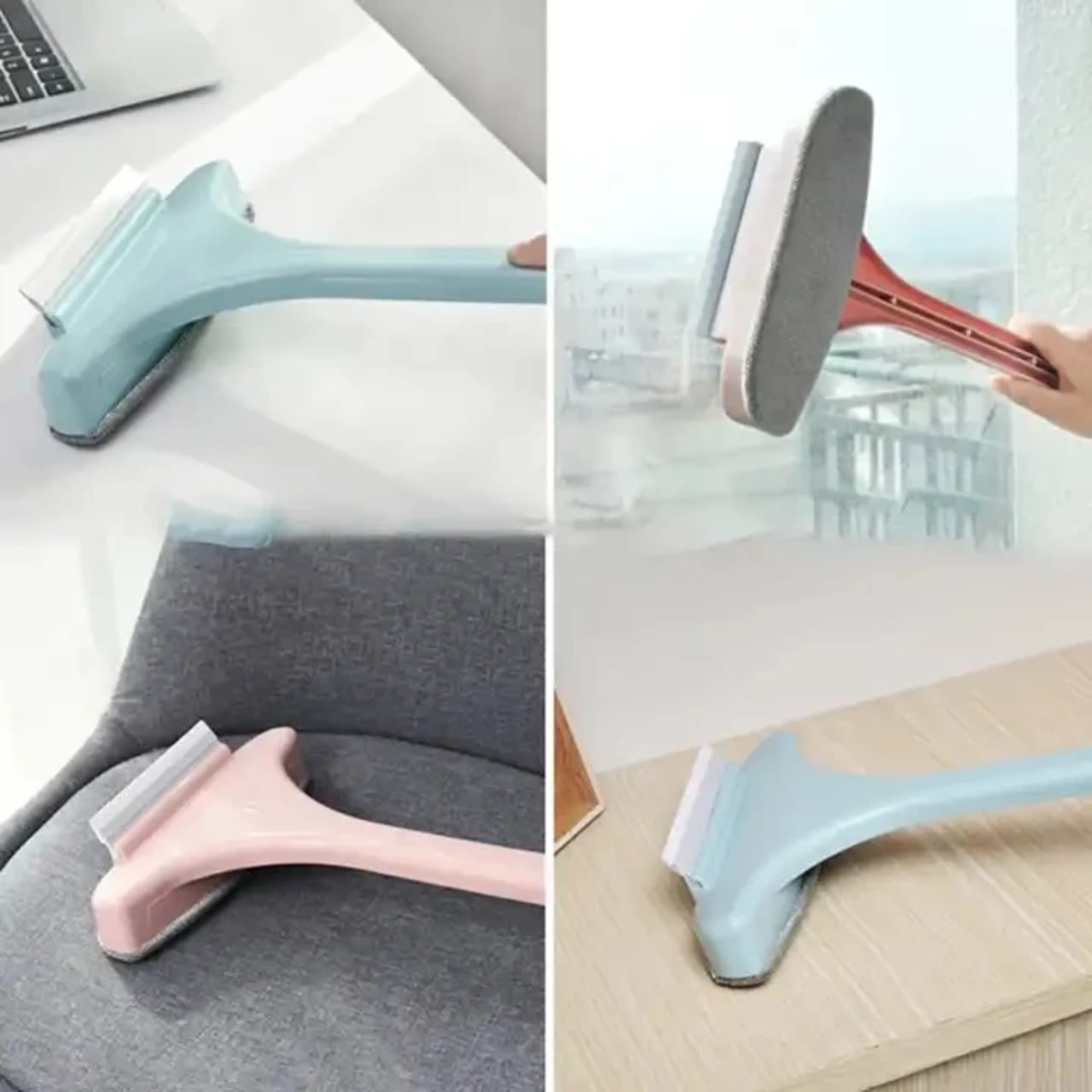 Multi-Function Mesh Screen & Window Cleaner with Long Handle – Detachable Wet & Dry Cleaning Brush for Window Screens, Glass, Doors, High Reach Areas & Home Cleaning